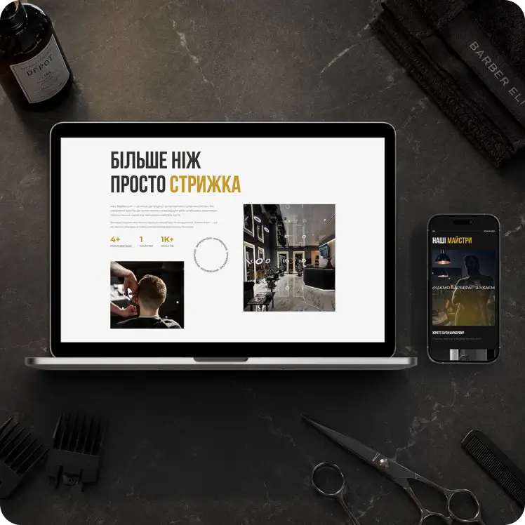 Responzivní webdesign barber shopu Barber Elit