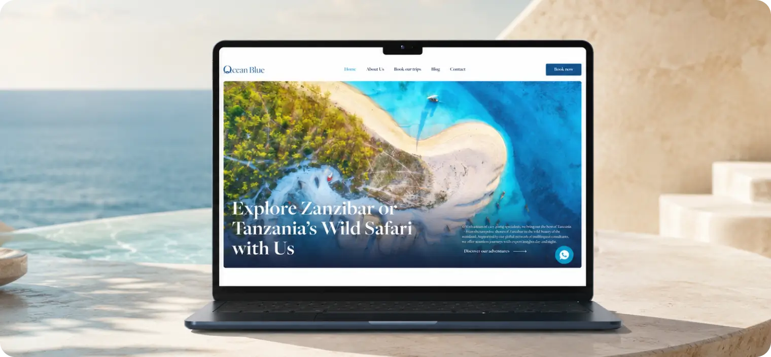 Webdesign homepage cestovní agentury Ocean Blue