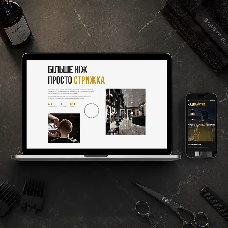 Responzivní webdesign barber shopu Barber Elit