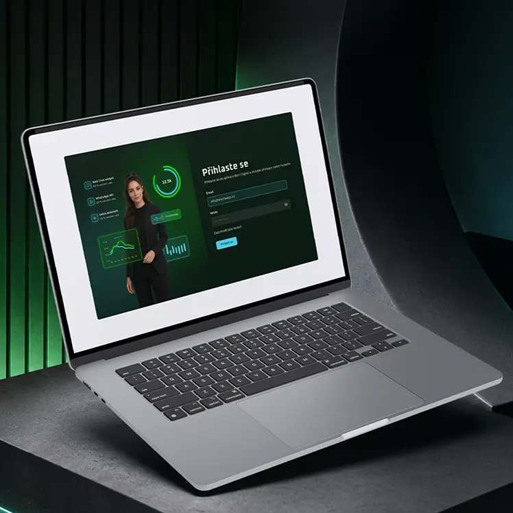 UI design přihlašovací obrazovky AI aplikace Born Digital