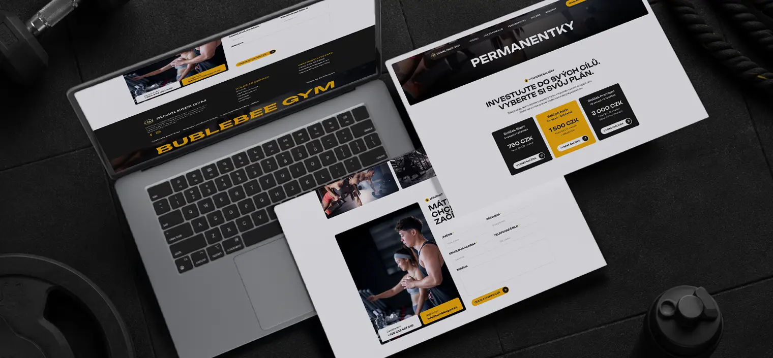 Webdesign fitness centra BumbleBee Gym s ceníkem členství