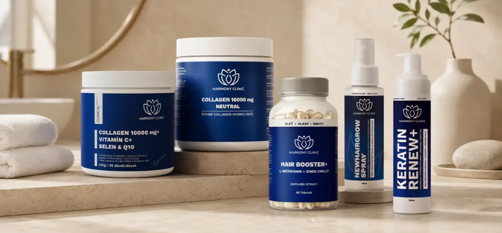 Grafický design obalů doplňků stravy a kosmetiky pro Harmony Clinic