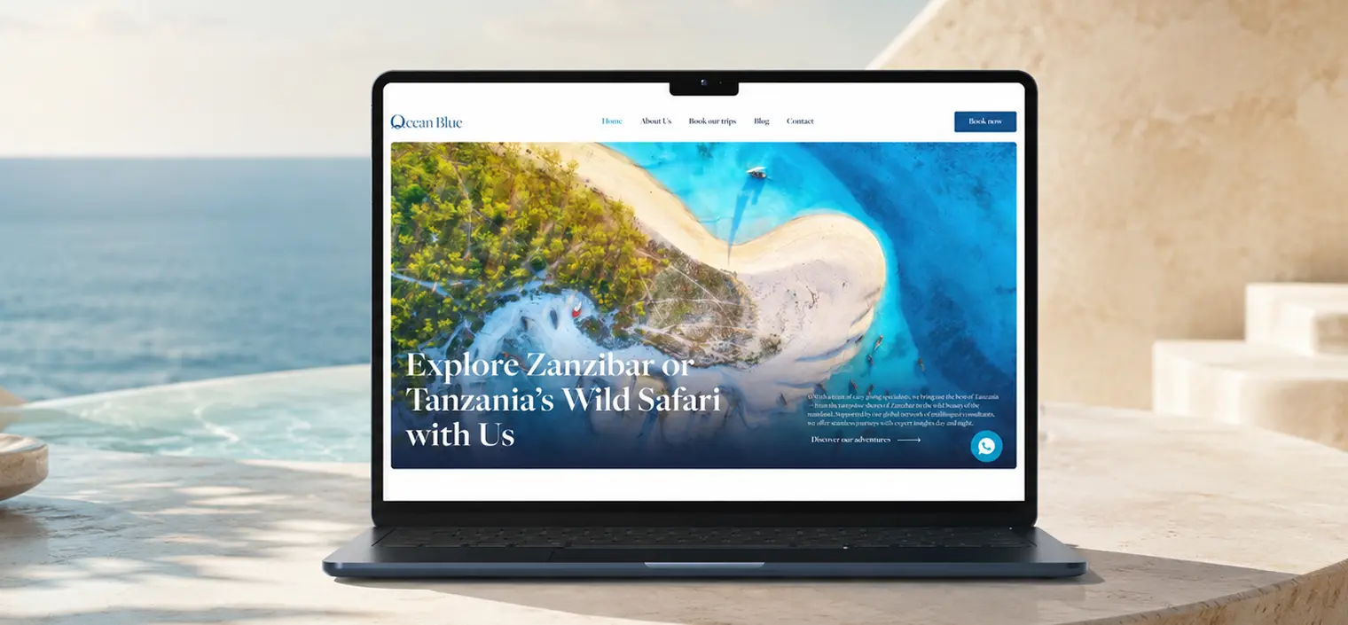 Webdesign homepage cestovní agentury Ocean Blue